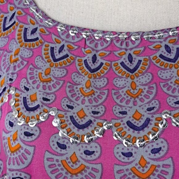 Jungle Girl One Size Swimsuit Cover Up Pink Gray Orange Sequin Embellished NWT - Picture 3 of 14